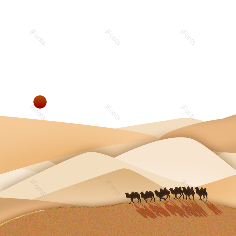 卡通图片,插画元素,沙漠PNG,手绘免抠素材